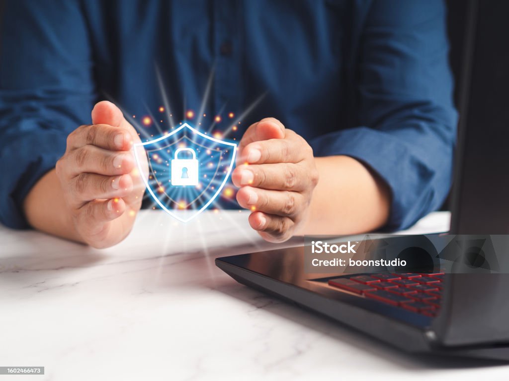 Data Encryption Businessman Protecting Data Personal Information On A ...