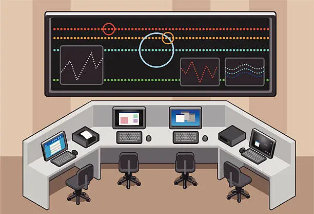 Vector illustration of isometric Control center