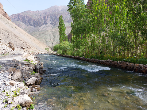 The small river at Haftkul in Tajikistan.