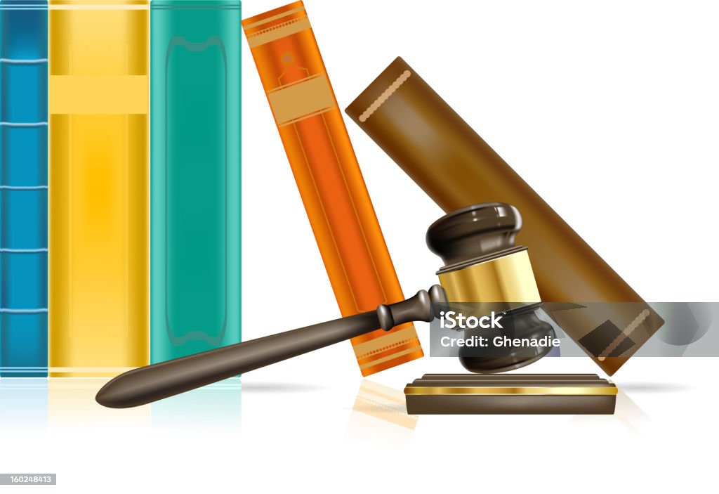 Justicia, martillo y libros eps10 - arte vectorial de Mazo de juez libre de derechos