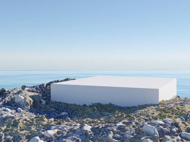 istock Podium on stone ground near ocean 1602484912