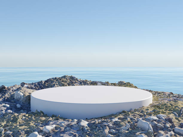 istock Podium on stone ground near ocean 1602486500