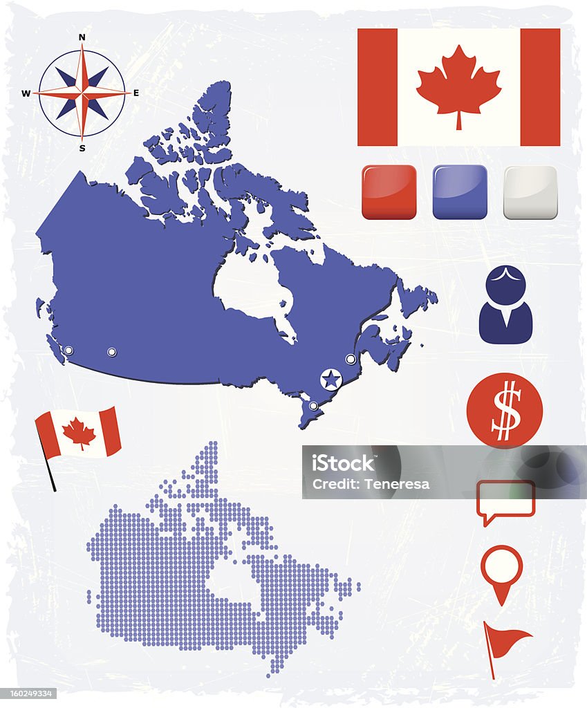 カナダマップ設定アイコンおよびボタン - アルバータ州のロイヤリティフリーベクト�ルアート