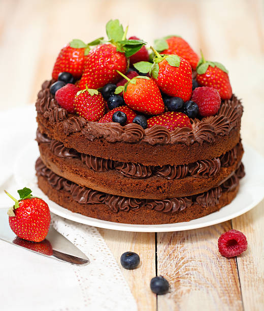 istock Strawberry chocolate layer cake with fresh berries 160249420