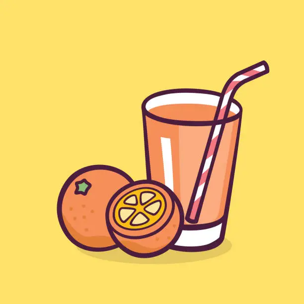 Vector illustration of Orange Juice Drink.