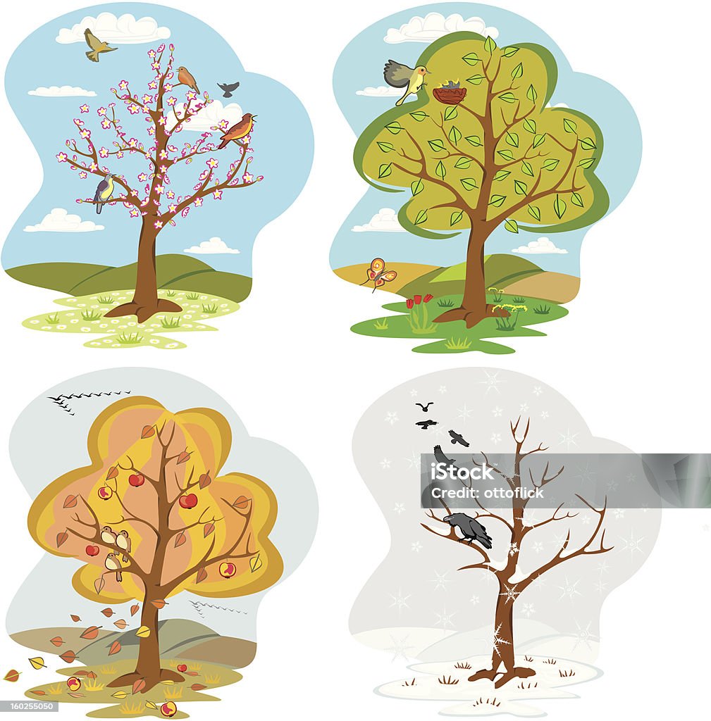 four seasons-tree - Vetor de Abril royalty-free