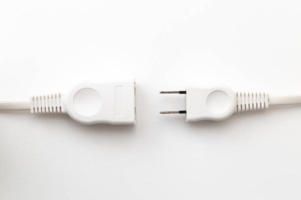 Extension cord for power plug on white background.
