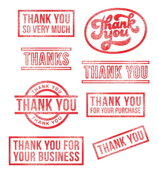 Vector illustration of Thank You Rubber Stamps