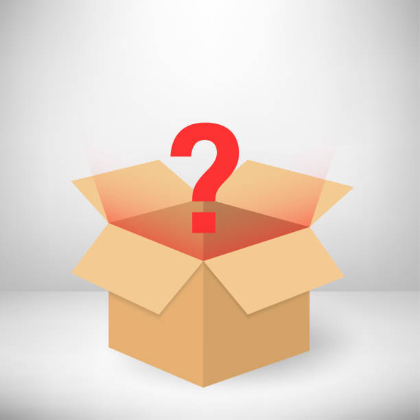 istock Mystery box concept. Opened cardboard box with a question mark. Box with surprise inside. Lucky prize present surprise secret. Mystery box gift question icon. Vector illustration 1602640409