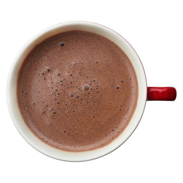 istock top view of hot chocolate in red cup isolated on white. 1602674638