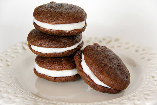 Chocolate Gingerbread Whoopie Pies Close-Up stock photo