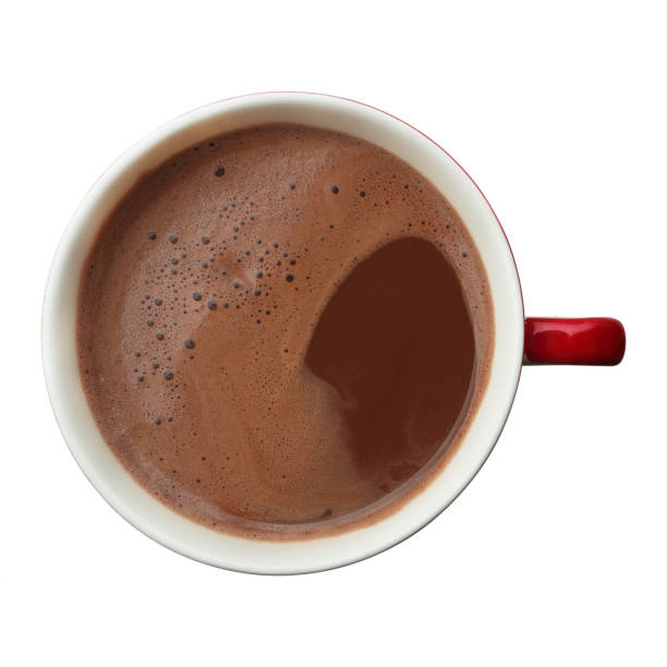 istock top view of hot chocolate in red cup isolated on white. 1602682416