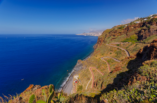 Madeira landscape, sea shores near Garajau, Madeira island, Portugal. High quality photo