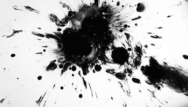 istock Grunge splash black ink dark fluid drops stain 1602699433