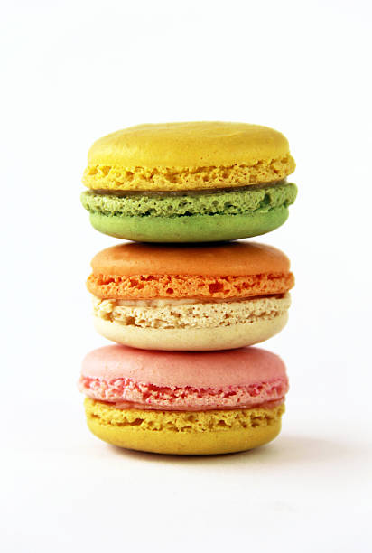 Stack of Pretty Macarons in Bright Colors stock photo