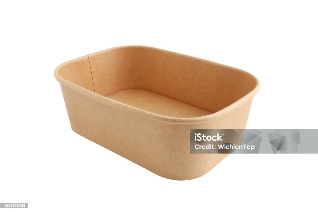 Paper Ractangular Container With Food Brown Paper Rectangular Food Container Perspective View Isolated On ...