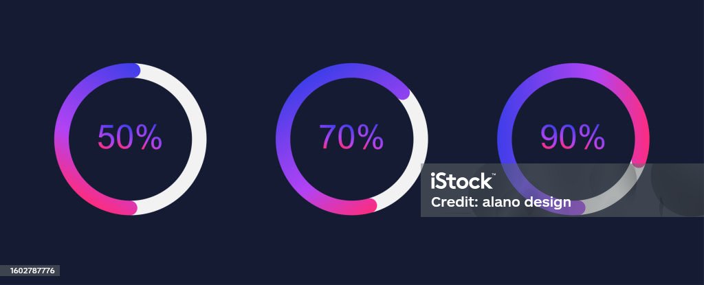 Circle Loading Progress Indicator With Percents Loading Status Flat ...