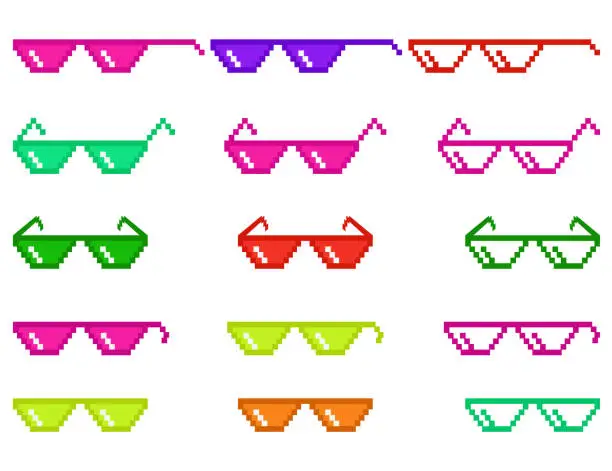 Vector illustration of Pixel glasses vector set