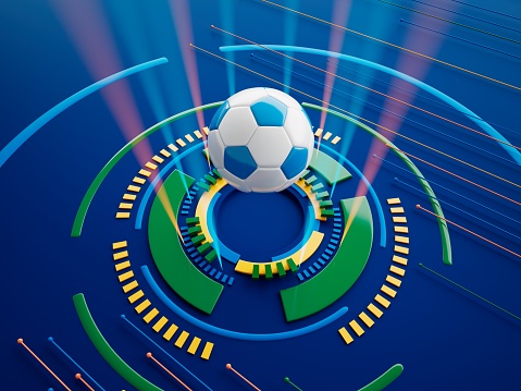football ball 3d object. 3d illustration. graphic background element. sport abstract backdrop. soccer render design competition concept art. digital technology
