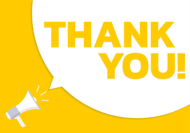 istock Thank you text card. Speech bubble banner or poster with a megaphone or loudspeaker and thank you word. Vector illustration. 1602859992
