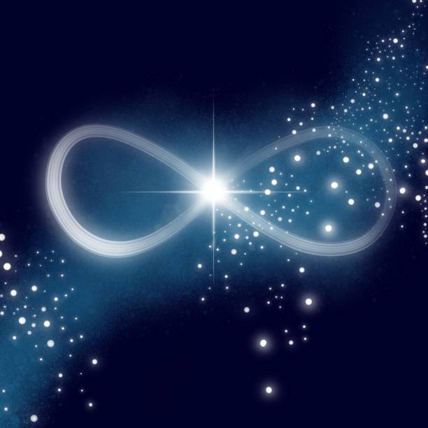 istock Sign of infinity. Eternal life. Against violet background with stars and galaxy 1602864200