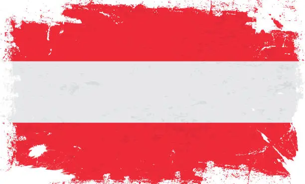 Vector illustration of Austria flag with brush paint textured isolated on white background