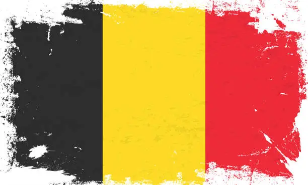 Vector illustration of Belgium flag with brush paint textured isolated on white background