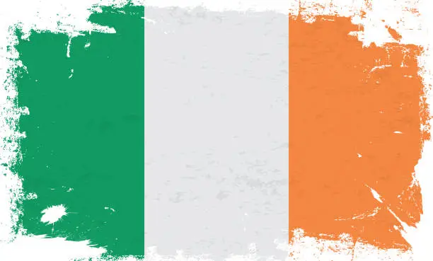 Vector illustration of Ireland flag with brush paint textured isolated on white background