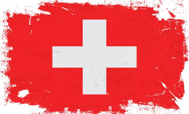 Vector illustration of Switzerland flag with brush paint textured isolated on white background