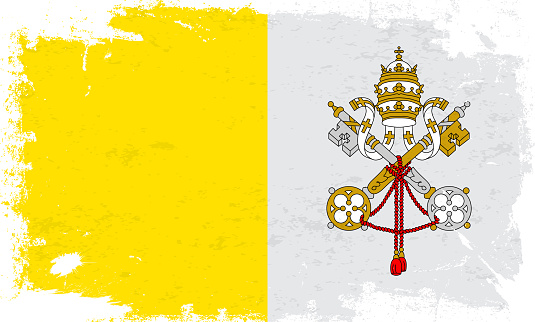 Vatican City flag with brush paint textured isolated on white background. Vector illustration EPS10