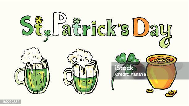 St Patrick Dia Saudação Cerveja - Arte vetorial de stock e mais imagens de Bebida com espuma - Bebida com espuma, Branco, Cartão de Saudações