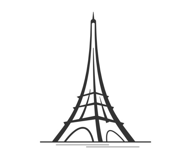 eiffelturm, paris, design der pariser touristenattraktion. pariser eiffelturm-reisewahrzeichen. eiffelturm berühmte orte vektor stock illustration. - paris square architecture travel destinations urban scene stock-grafiken, -clipart, -cartoons und -symbole