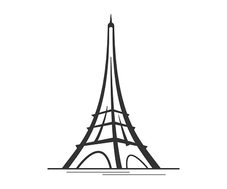 Eiffel Tower, Paris, Paris tourist attraction design. Paris Eiffel tower travel landmark. Eiffel Tower famous places vector stock illustration.
