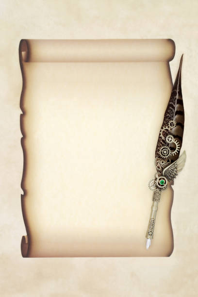 istock Antique Feather Quill Pen on Parchment Paper Scroll 1602943396
