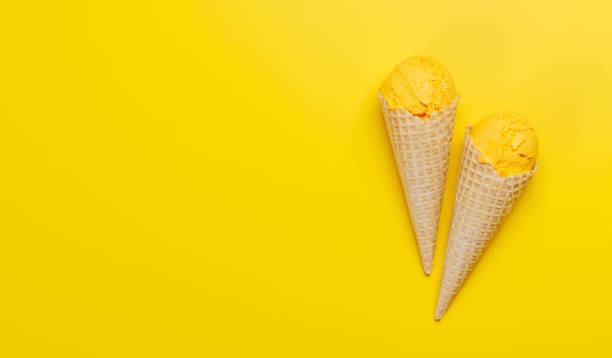 Lemon ice cream in delightful waffle cones