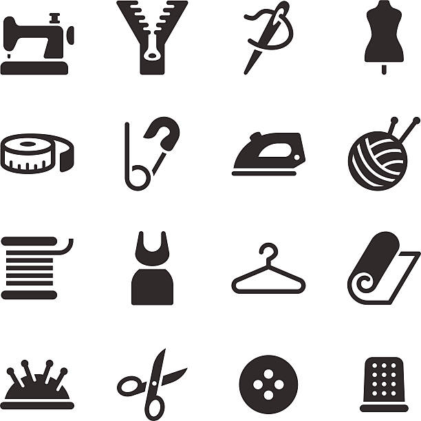 Tailor Icons Vector file of Tailor Icons textile industry textile thread industry stock illustrations