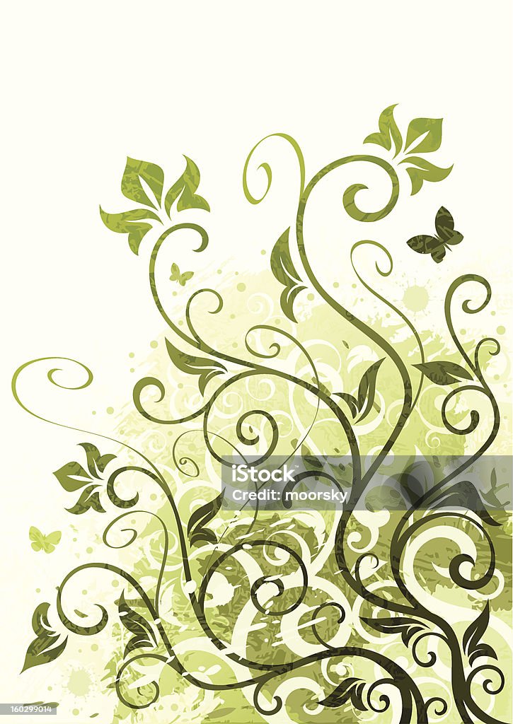 グリーンの花のイラスト - しずくのロイヤリティフリーベクトルアート