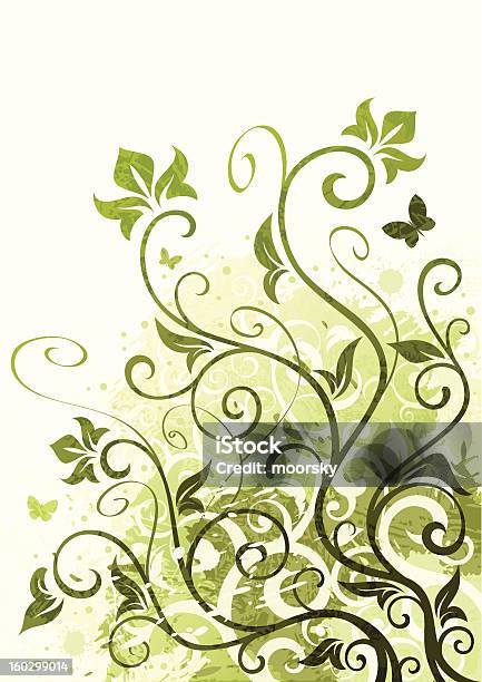 Ilustração Floral Verde - Arte vetorial de stock e mais imagens de Abstrato - Abstrato, Arbusto, Beleza