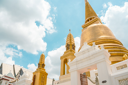 Wat Bowonniwetwiharn Ratchaworawiharn golden stupa in Bangkok, Thailand