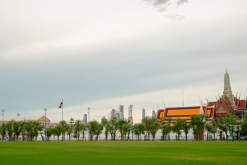 The Grand Palace and Sanam Luang Park in Bangkok, Thailand