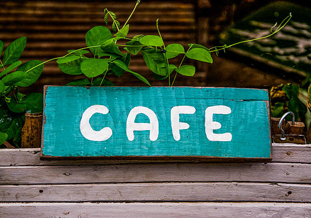 istock Old cafe sign on wooden 160300817