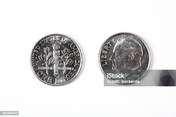 ダイムフロントとバック - 10セント硬貨のストックフォトや画像を多数ご用意 - 10セント硬貨, 白背景, アメリカ合衆国