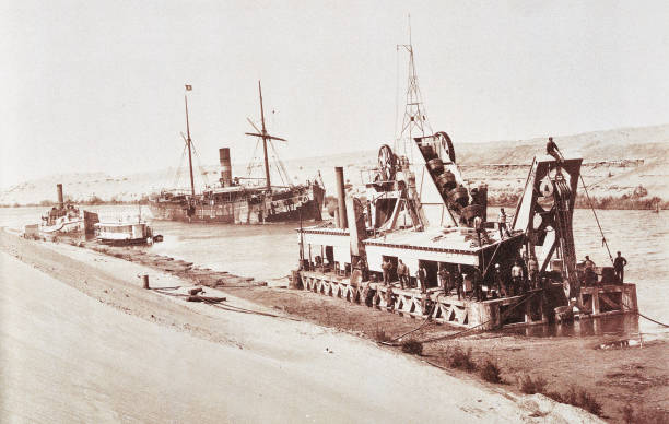istock Egypt, Suez Canal, Dredger 16 on the loop of Toussaun, 1880 1603013976