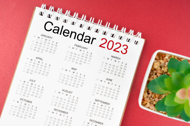 istock The 12 months desk calendar 2024 on red background. 1603018689