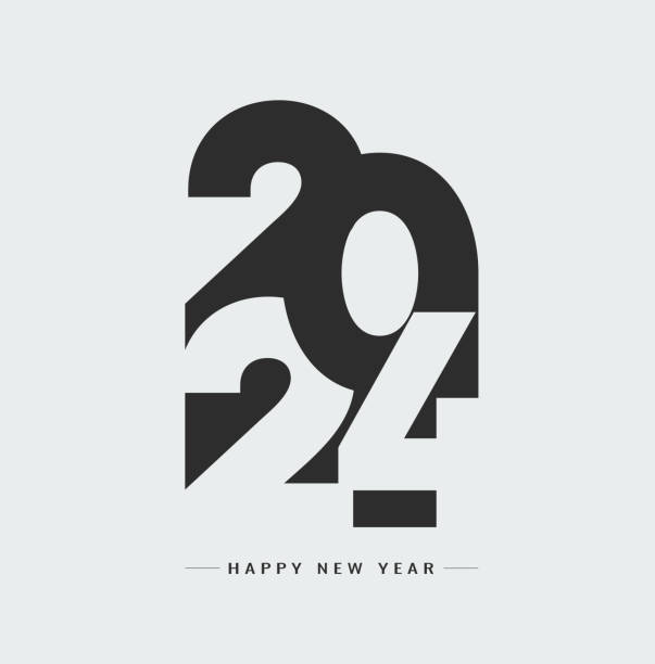 illustrations, cliparts, dessins animés et icônes de modèle de typographie bonne année 2024 pour noël - voeux 2024
