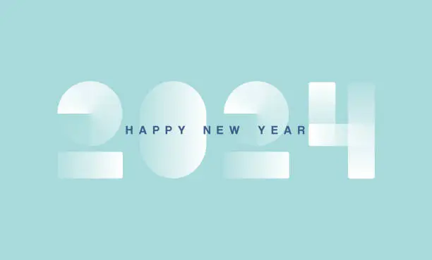 Vector illustration of Happy New Year 2024 soft gradient mockup design for Christmas