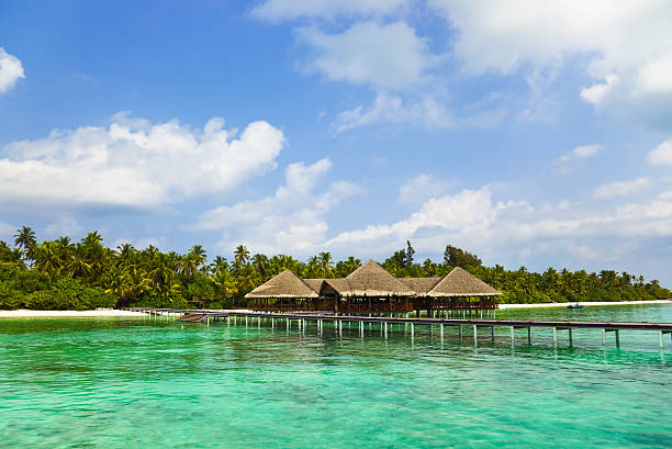 istock Water cafe on a tropical beach at Maldives 160302830