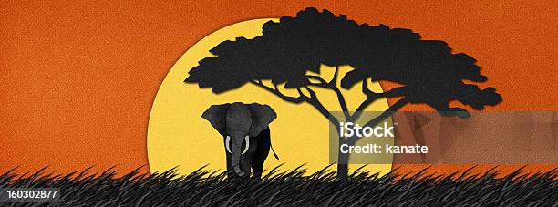 Ilustración de Elefante Fabricada En Papel Reciclado De Fondo y más Vectores Libres de Derechos de Aire libre - Aire libre, Animal, Animales de Safari