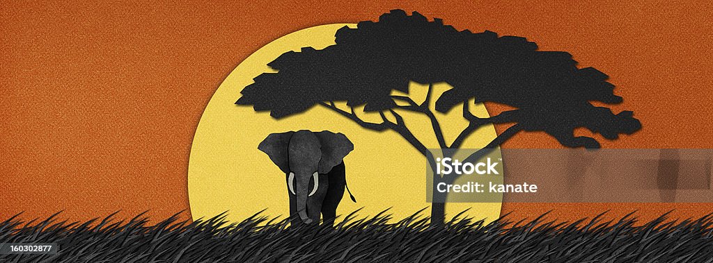 Слон из переработанной бумаги фон - Стоковые иллюстрации Африка роялти-фри
