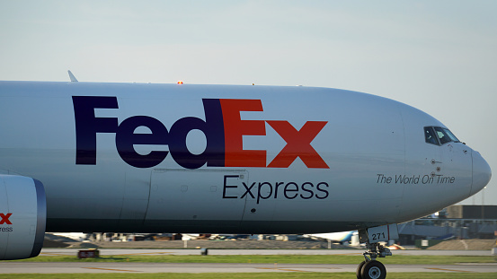 boston, United States – August 31, 2022: A Lufthansa Boeing 747 taxiing Boston's Logan International Airport before a flight to Germany